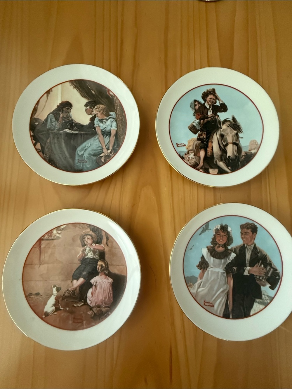 Collection Young Love Series 1982 Norman Rockwell Decorative Plates Set Vintage